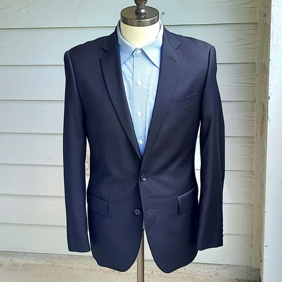 J CREW Thompson Solid Black‎ Weave Wool Mens Sz 38 R Sport Coat Blazer - Picture 1 of 6